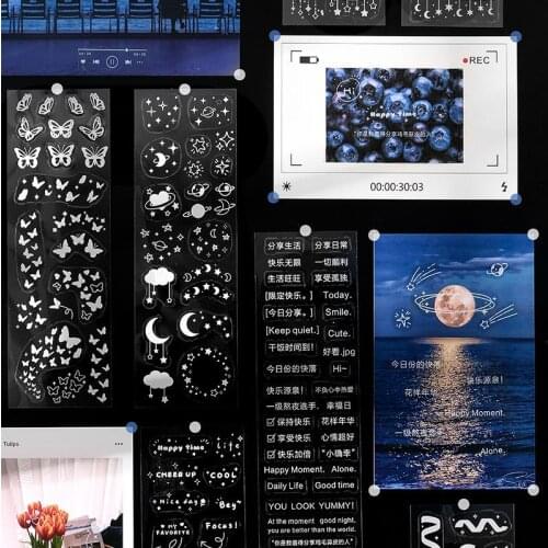 3 Pcs White Ribbon Butterfly Love Star Decorative PET Sticker Scrapbooking Stick Label Diary Stationery Korean Stickers Kawaii