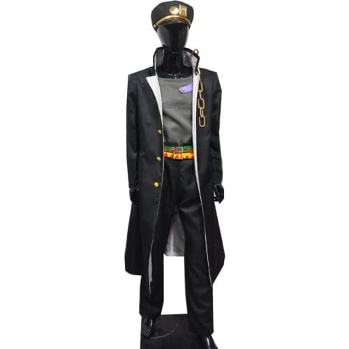 Anime JOJOS BIZARRE VENTO AUREO Golden wind Kujo Jotaro Outfit Suit Cosplay Costumes Halloween Adult man And women Style Party