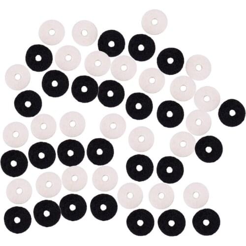 Pack of 50 Felt Guitars Strap Block Gaskets Strap Lock Washers White+Black