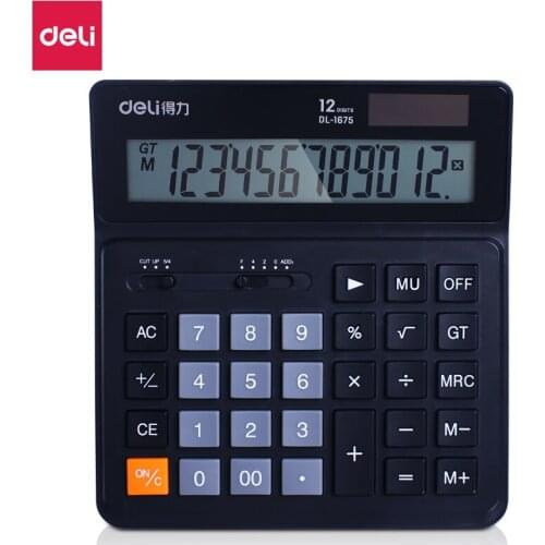 Dual Power Desktop Calculator 12 Digits Widescreen Financial Calculator Black Calculadora Office Material Tools Caneta Escolar