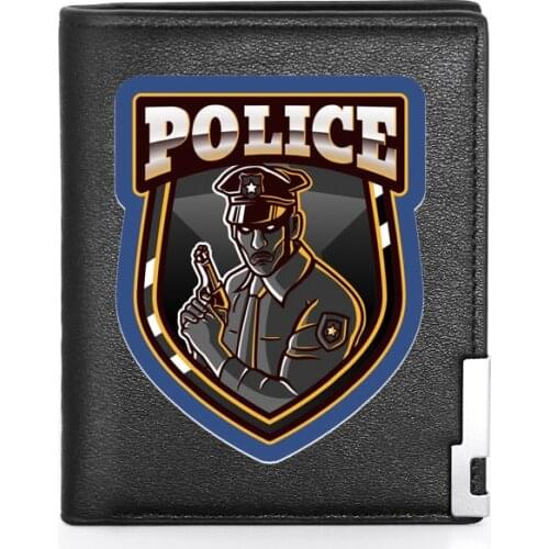 2021 New Arrivals Police Printing Mens Wallet Leather Purse For Men Credit Card Holder Short Slim Wallet Pocket