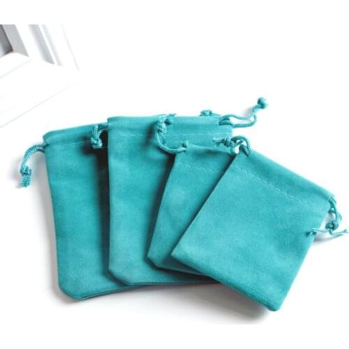 Wholesale 50pcs/lot Lake Blue Velvet Bags Small Drawstring Gift Bag Party Favor Candy Gifts Jewelry Packaging Bags Can Custom