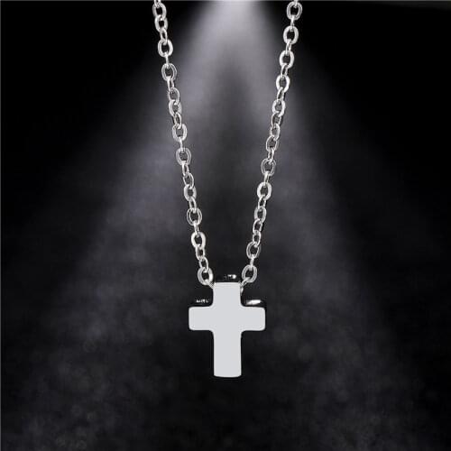 Stainless Steel Cross Necklace Pendant Womens Accessories Choker Necklace Men Vintage Jewelry Jesus Religious Gifts