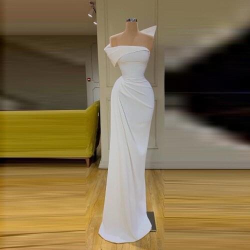 Simple White Formal Evening Dresses Tight Off The Shoulder Birthday Party Night Long Gowns For Women Wear
