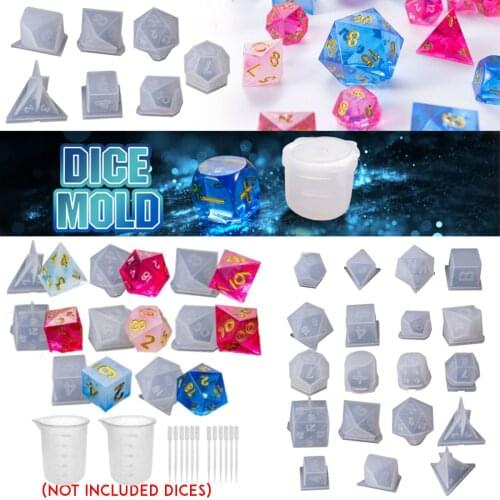 DIY Crystal Epoxy Mold Dice Fillet Shape Multi-spec Digital Game High Mirror dice mold silicone Mould Making Tools