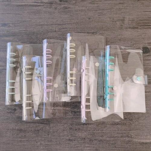A5 A6 Transparent Loose Leaf Notebook Cover PVC Notebook Diary Bullet Cover 6 Hole Binder Clip Notebook Office Planner Korean