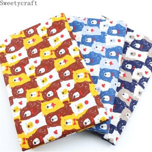 Cartoon Bear Cotton Fabric Per Half Meter Children Dress Cloth 2021 for diy Sewing Skirt Material Hometextile Clothes 160x50cm