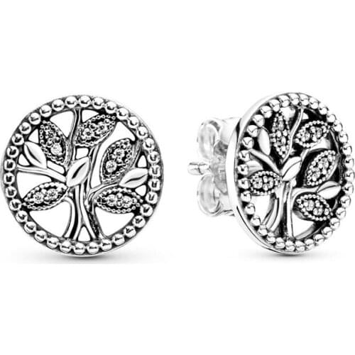 Seialoy Silver Color Tree Of Life Earrings For Women Girl Round Stud Earrings Jewelry Friends Couple Birthday Gift Anti Allergy