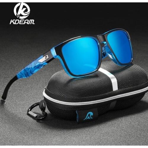 KDEAM Classic Square Sunglasses Men Polorized Driving Shades Travel Mirrored Sport Sunglasses New Legs Design UV400 Goggles