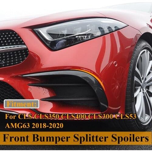 Carbon Front Bumper Lip Splitter Spoiler Canards Air Knife Trim for Benz CLS CLS350 CLS400 CLS300 CLS53 AMG63 2018-2020