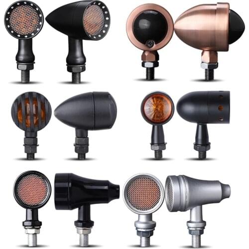 Motorcycle Turn Signal Indicator Lamp Light Moto Blinker Light Metal 12V for Harley for Honda for Suzuki for Kawasak Cafe Racer