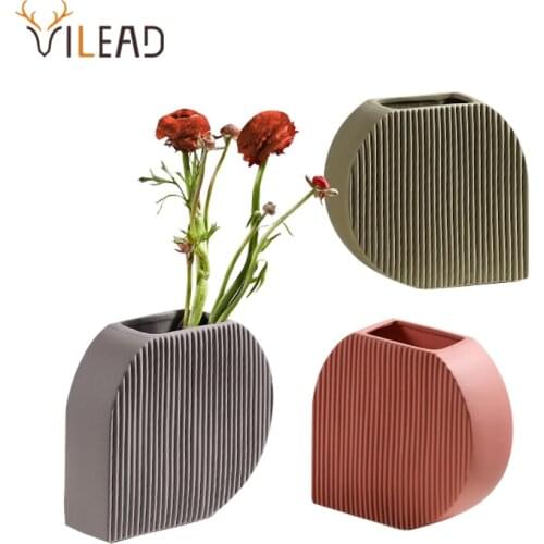 VILEAD Nordic Creative Ceramic Vase Simple Featured Plant Pot Home Decor Dried Flower Container Living Room Desktop Decoration