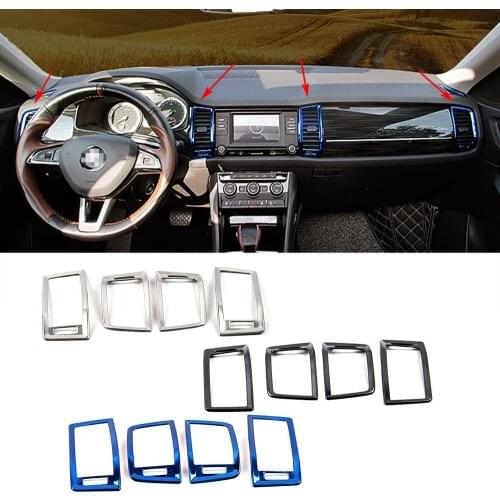 For Skoda Kodiaq 2016-2020 Interior Part Refit Center Console Air Condition AC Outlet Vent Cover Trim Frame Stainless Steel