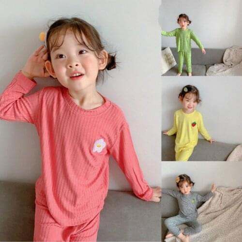 Candy Sweet Colorful Avocado Green toddler pajamas Autumn Long Sleeve home suit baby sleep clothes kids pajamas girls 1-8 year