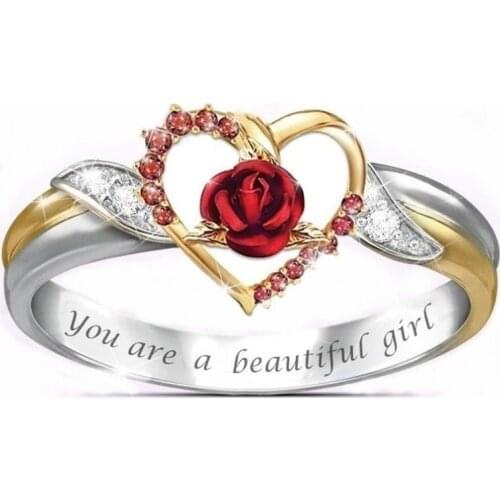 Indie Jewelry Accessories Trendy Jewelry Heart-Shaped Red Rose Halloween Gift Rings for Teen Girls Jewelry for Women Aesthetic