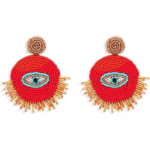 Oorbellen Eye Earrings Bohemian Tassel Bead Earrings for Women Dangle Earrings Statement Earrings 2020 Aretes Wholesale