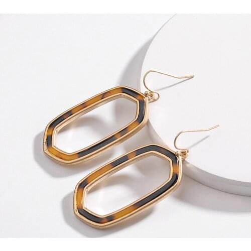 ZWPON 2020 Fashion Hollow Oval Frame Leopard Earrings for Women Simple Geometric Jewelry Acetic Statement Earrings Wholesale