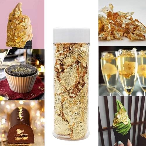 1PCS Edible Grade Genuine Gold Leaf Schabin Flakes 2g 3g 24K Gold Decorative Dishes Chef Art Chocolates Cake Decorating Tools