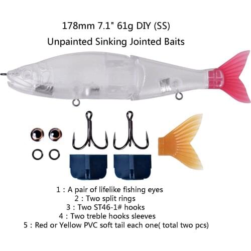 148mm 178mm 2pcs Unpainted Swimbait DIY Fishing Lure Jointed Bait Slow Sinking Floating Topwater Section Swimbait Bass