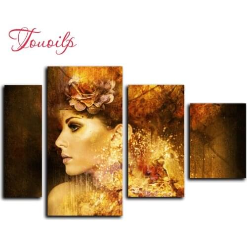 4pcs/set 5d Pretty woman 5d Diamond Painting Cross Stitch Pattern Diamond Embroidery Mosaic Full Drill Home Decor DIYPainting