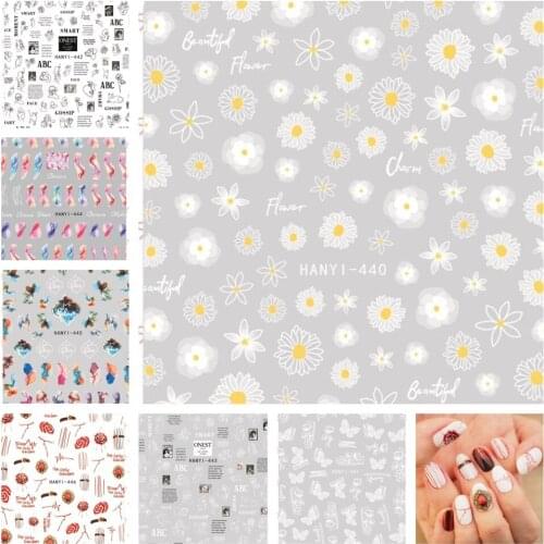 50pcs Flower Butterfly Design Nail Art Adhesive Sticker Decal for Gel Nail Polish Decoration