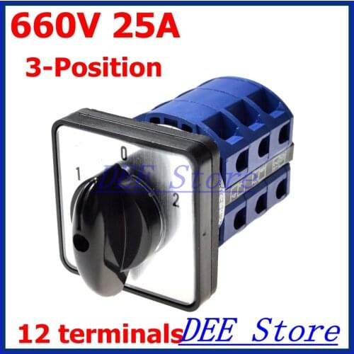 660V 25A 12 Terminal 3 Position Rotary Contarol Cam Universal Combination Switch