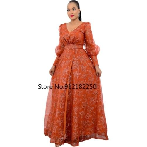 African Dresses for Women Summer 2021 African Women V-neck Long Sleeve Plus Size Long Dress Maxi Dress African Clothes S-5XL