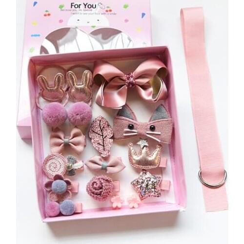 Free DHL 10 Sets 18pcs/set Nice Box Kids Gift Bows Hair Clips Hair Accessories Hairpins Headwear Princess Crown Flower Barrettes