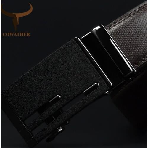 COWATHER Men Belt Cow Genuine Leather Belts For Men High Quality Cowhide Leather Automatic Buckle Male Strap Free Shipping CZ145