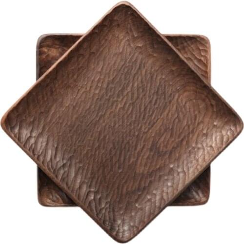 Black walnut solid wood log creative design fruit cake dessert dinner plate rectangular tray tea plate