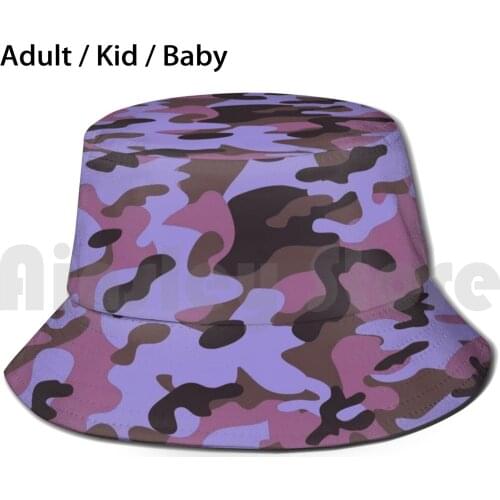 Purple Military Texture Sun Hat Foldable UV Protection