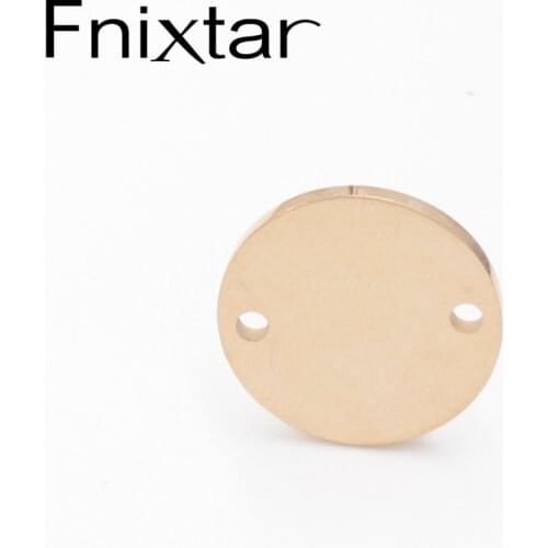 Fnixtar 20Pcs 8-25mm Mirror Polished Stainless Steel Stamping Blank Discs Charms Connector Two Inner Hole Rose Gold DIY Charms