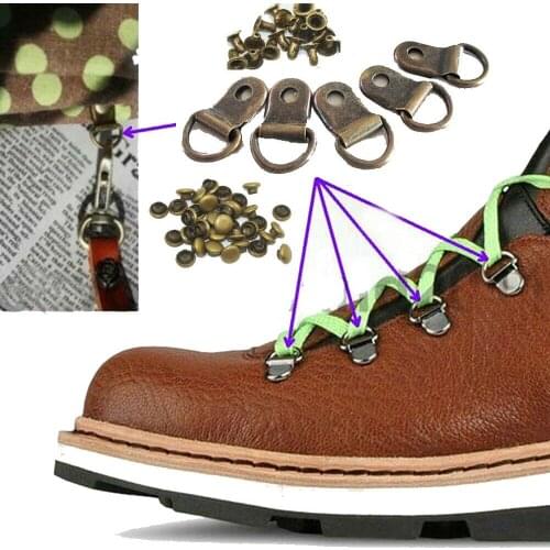 (Pack of 50 Set)Metal Rivet D Ring Lace Eye Boot DIY Repair Kit