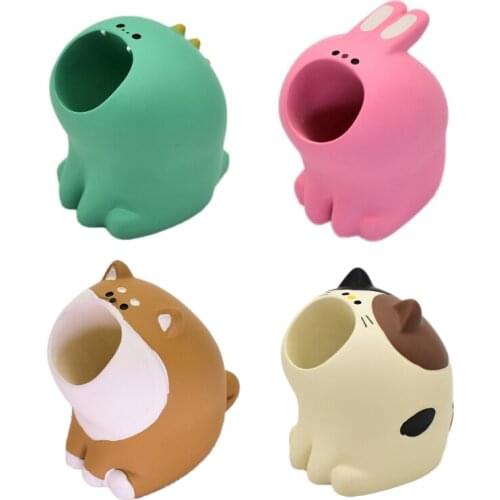 Creative Cartoon bunny/dinosaur/shiba Inu/cat Pen Holder Pen Holder Desktop Paperclip Jewelry Stationery Storage Pen