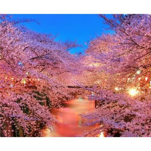 Zhui Star Full ROUND Diamond painting Peach blossom scenery Diamond Painting diamond Embroidery Cross Stitch Mosaic Painting