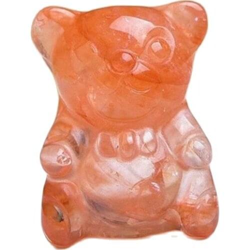 New arrivals mini healing crystals crafts hand carved natural red fire quartz crystals bear for sale