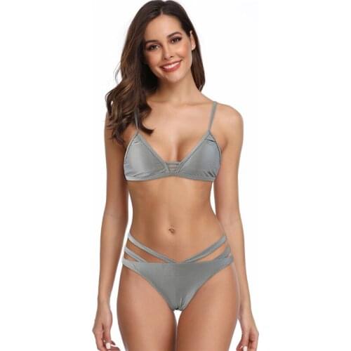 Hot Style Bikini Set 2021 Ladies Sexy Banding Split Swimwear Solid Beach Swimwear Women 2 Pieces