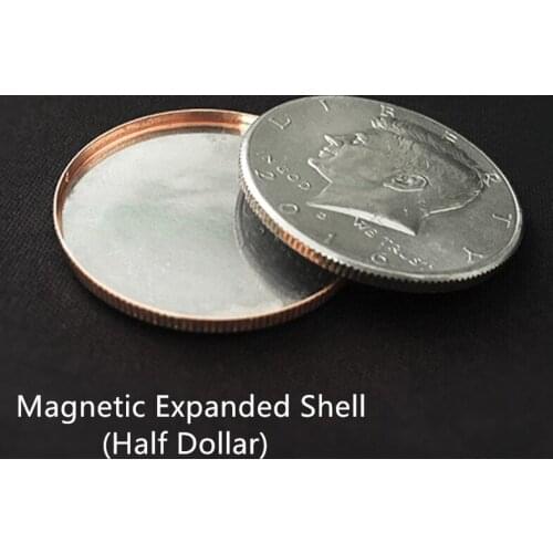 Magnetic Expanded Shell (Half Dollar) Coin Magic Tricks Illusions Magic Accessories Illusions Gimmick Magician Accessories Magia