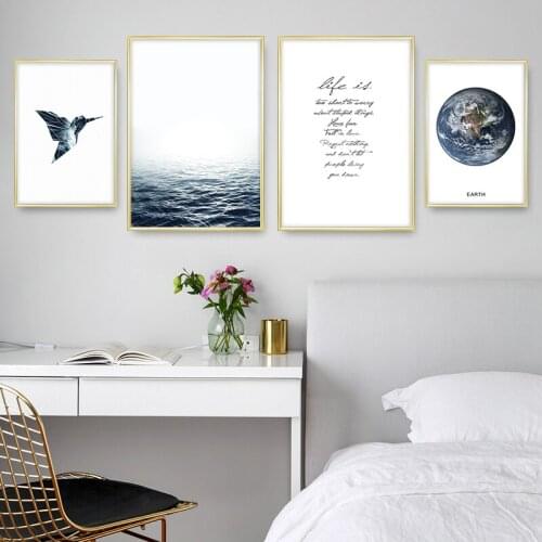 Sea Wave Earth Motivational Quote Poster Nordic Style Wall Art Canvas Painting Print Decorative Pictures For Living Room Decor