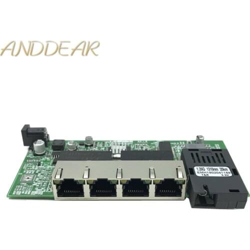 Reverse PoE 10/100/1000M Gigabit Ethernet switch Fiber Optical Single Mode 4 RJ45 and 2 SC fiber Motherboard1.25G 20KM