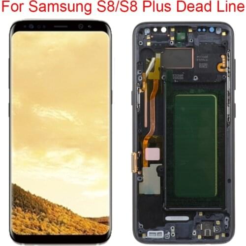 Original S8 LCD For Samsung S8 Plus Display With Frame SM-G950A G955F LCD Touch Screen Digitizer Assembly Dead Line