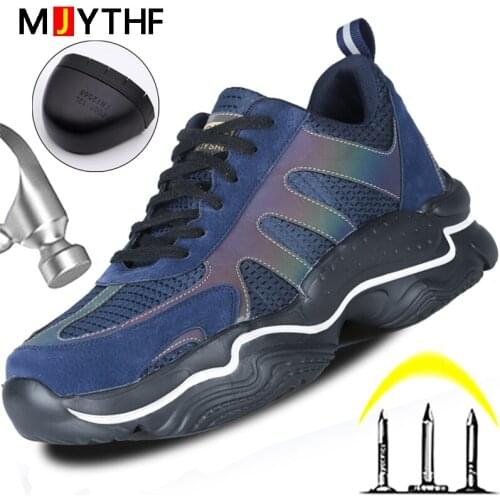 Work Sneakers Steel Toe Shoes Men Boots Puncture-Proof Safety Shoes Man Indestructible Shoes Work Protective Shoes Reflective