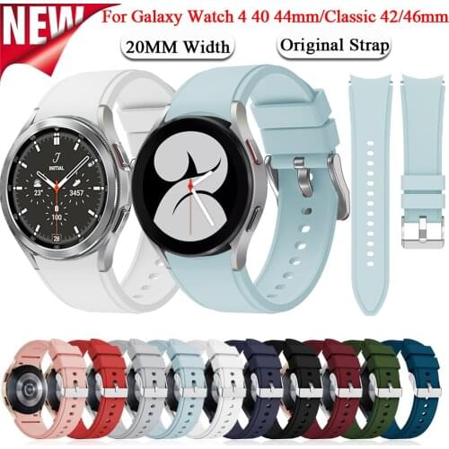 20mm Original Silicone WatchBand Strap For Samsung Galaxy Watch 4 40 44MM/Galaxy 4 Classic 42 46mm Smartwatch Wristband Bracelet