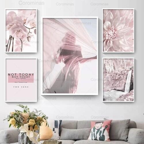 Nordic Pink Poster Girl Room Decor Modern Modular Hd Print Canvas Painting Wall Art Decorative Pictures for Interior Design Gift