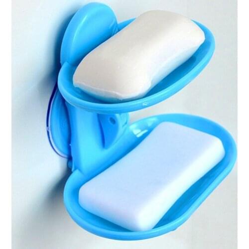 Bathroom Soap Storage Shelve Rack Double-Layer Suction Wall-Mounted Soap Dish Soapbox Drying Holder Shelf