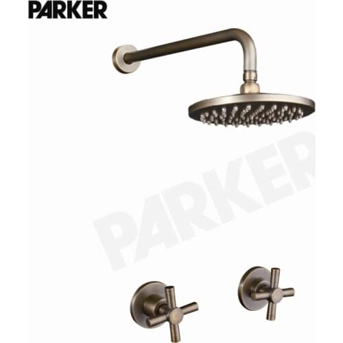 Bathroom Waterfall Shower Faucet Set antique Brass Rainfall Shower Heads With Embedded Box Shower Mixer Valve