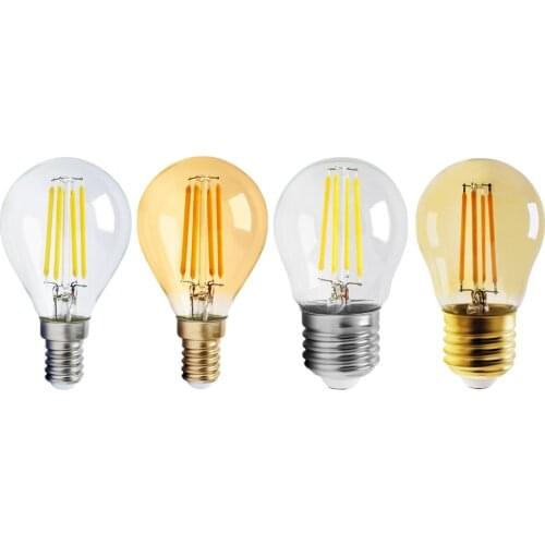 4W G45 Retro Edison Filament Bulb E14 E27 Bombillas 220V Vintage Lamp 6pcs/lot 2700K Gold 4000K Clear Glass Inner Decoration