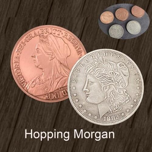 Hopping Morgan Magic Tricks Close Up Magia Coins Appearing Vanishing Magie Mentalism Illusion Gimmick Props Accessories Magica