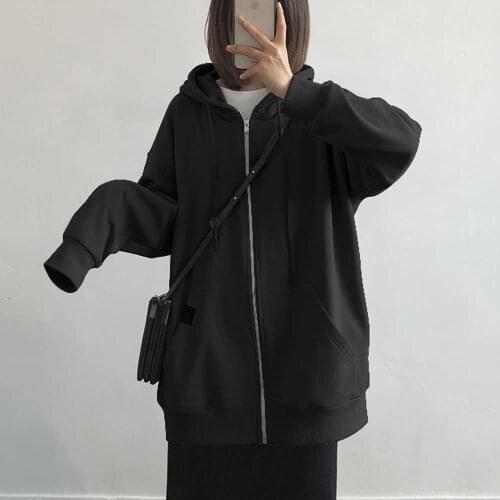 Womens Hoodie Coats Autumn Winter Thick Zipper Up Pocket Long Sleeve Loose Sweatshirt Tops WDC7920