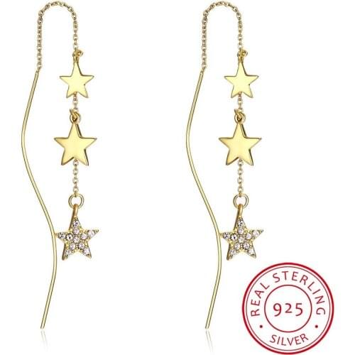 Long Crystal Star 925 Sterling Silver Earring For Women Hot Fashion sterling-silver-jewelry brinco brincos bijoux
